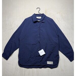 THE GIVING MOVEMENT x YOOX Men's M/L Navy Blue Recycled Nylon Button-Up Shirt